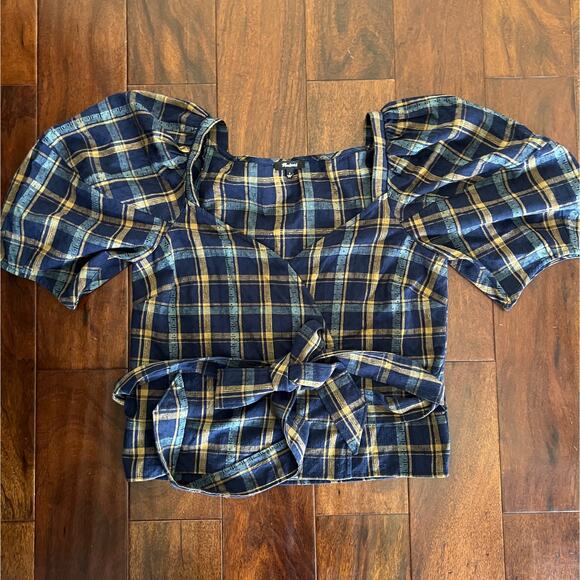 Madewell Navy and Brown Plaid Blouse - Picture 12 of 16